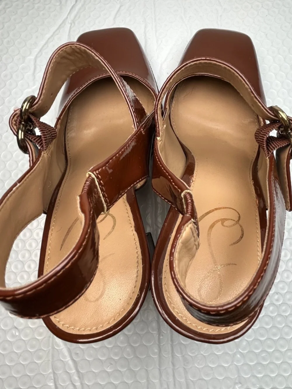 Share Sam Edelman Retro Burgundy Patent Platform Mary Jane Pump Heels Sz 8